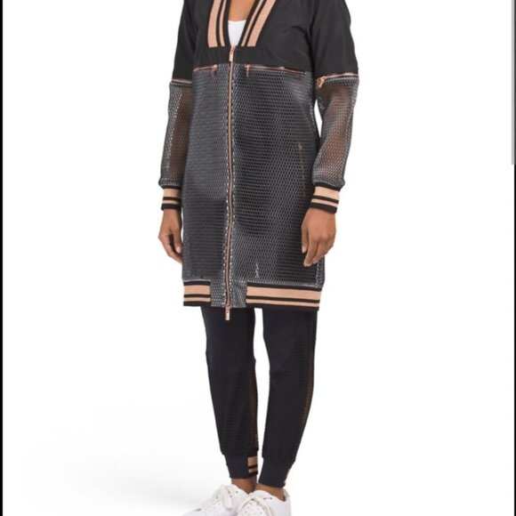 Women's Small Black And Rose Gold Sporty Sheer Varsity Jacket By Lime - Picture 2 of 9